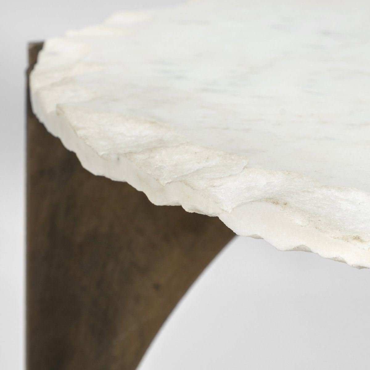 Reinhold II 21L x 21W x 21H Round Live-Edge Marble Top and Gold Metal Base Side/End Table, Side & End Table by Mercana, 20" length x 20" width x 21" height View 9