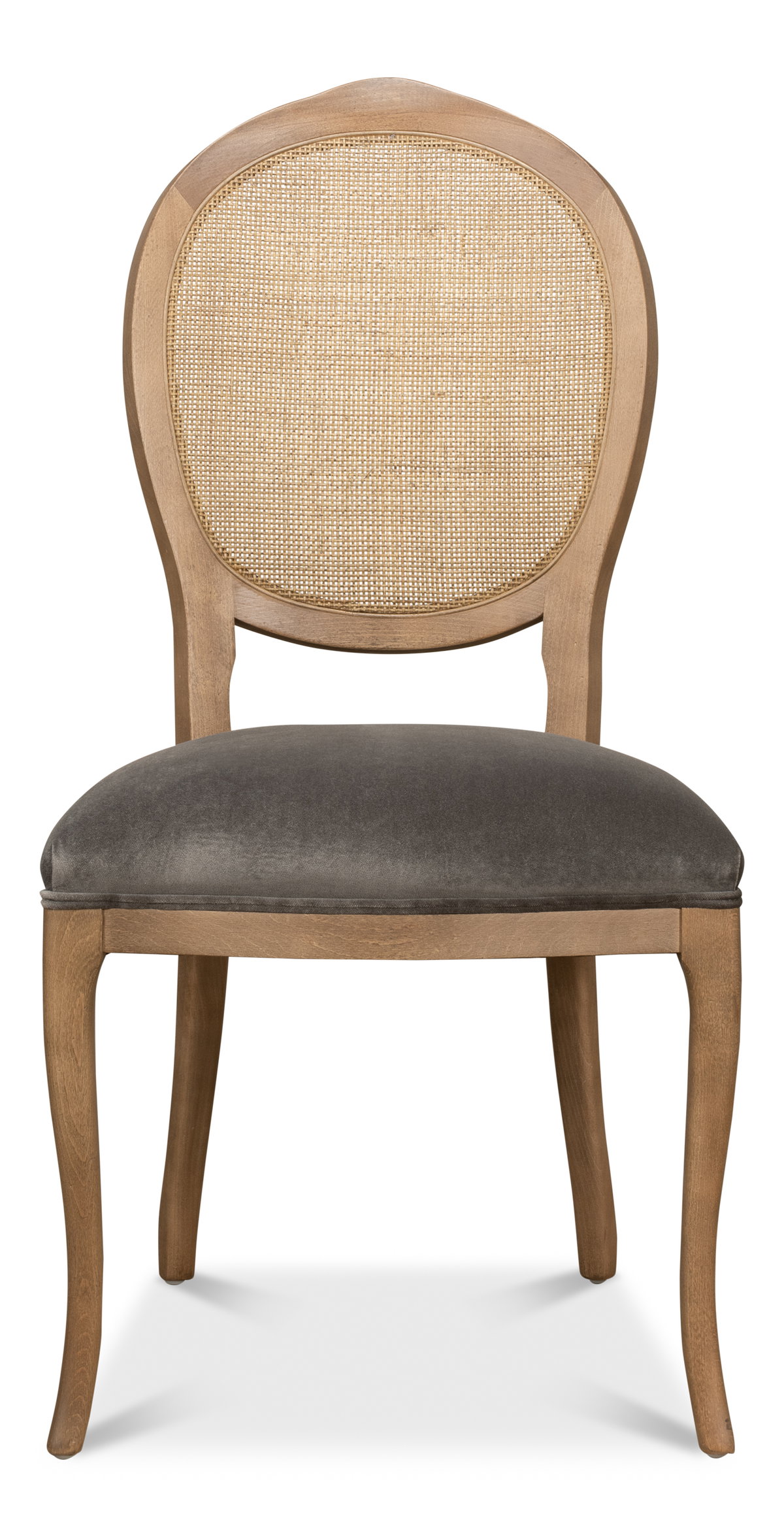 Oval Cane Back S/Chair  Drftwd Charcoal, by Sarreid, 2' length x 1'9" width x 3'5" height View 2