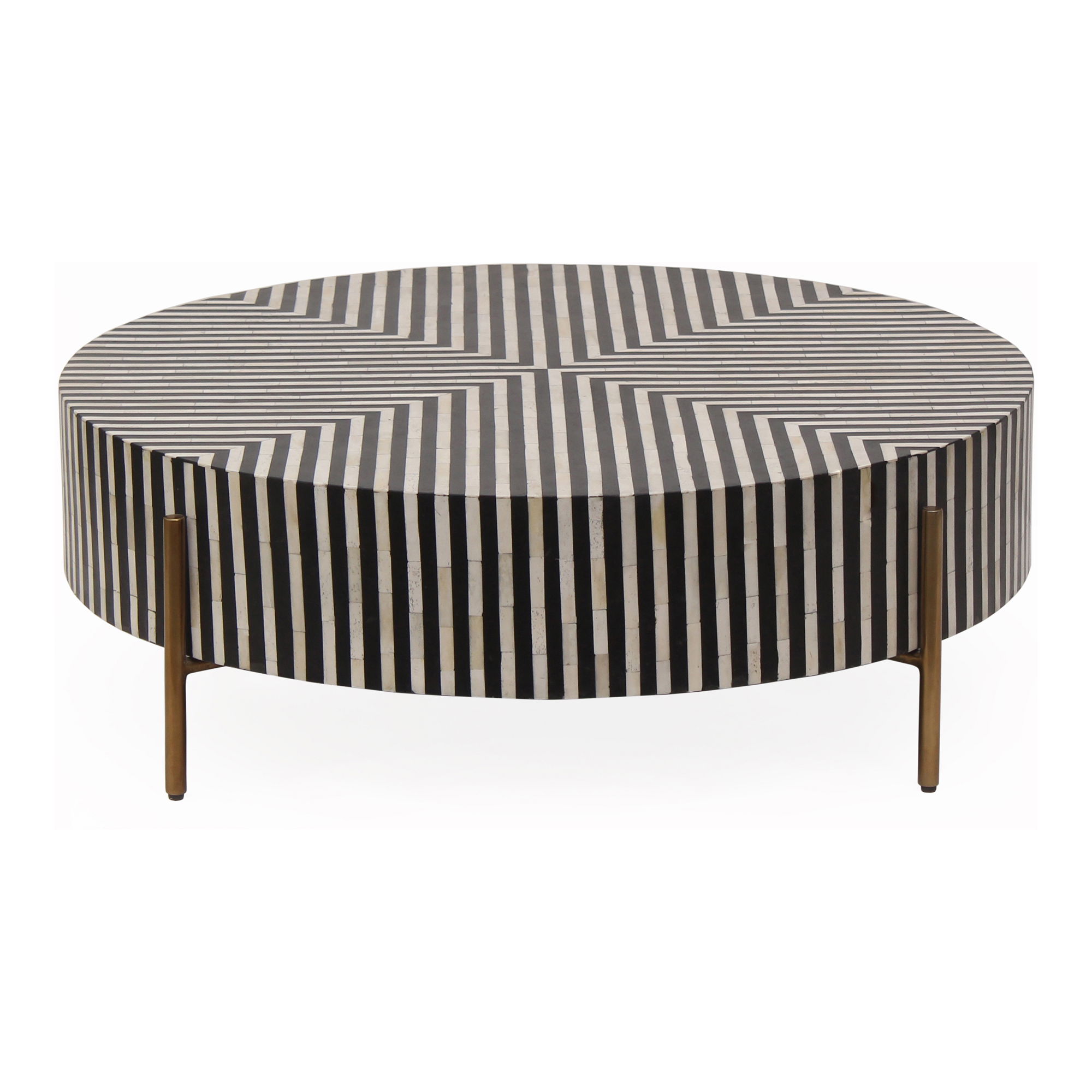 Chameau Small Coffee Table Black And White, by Moe's Home, 36" width x 12" height x 36" depth View 1