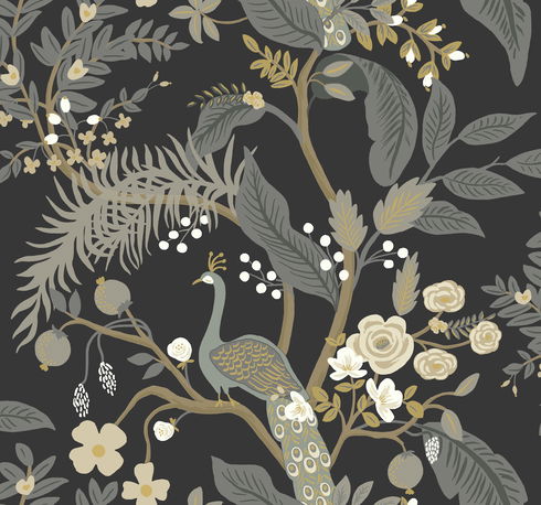 Peacock Black Wallpaper