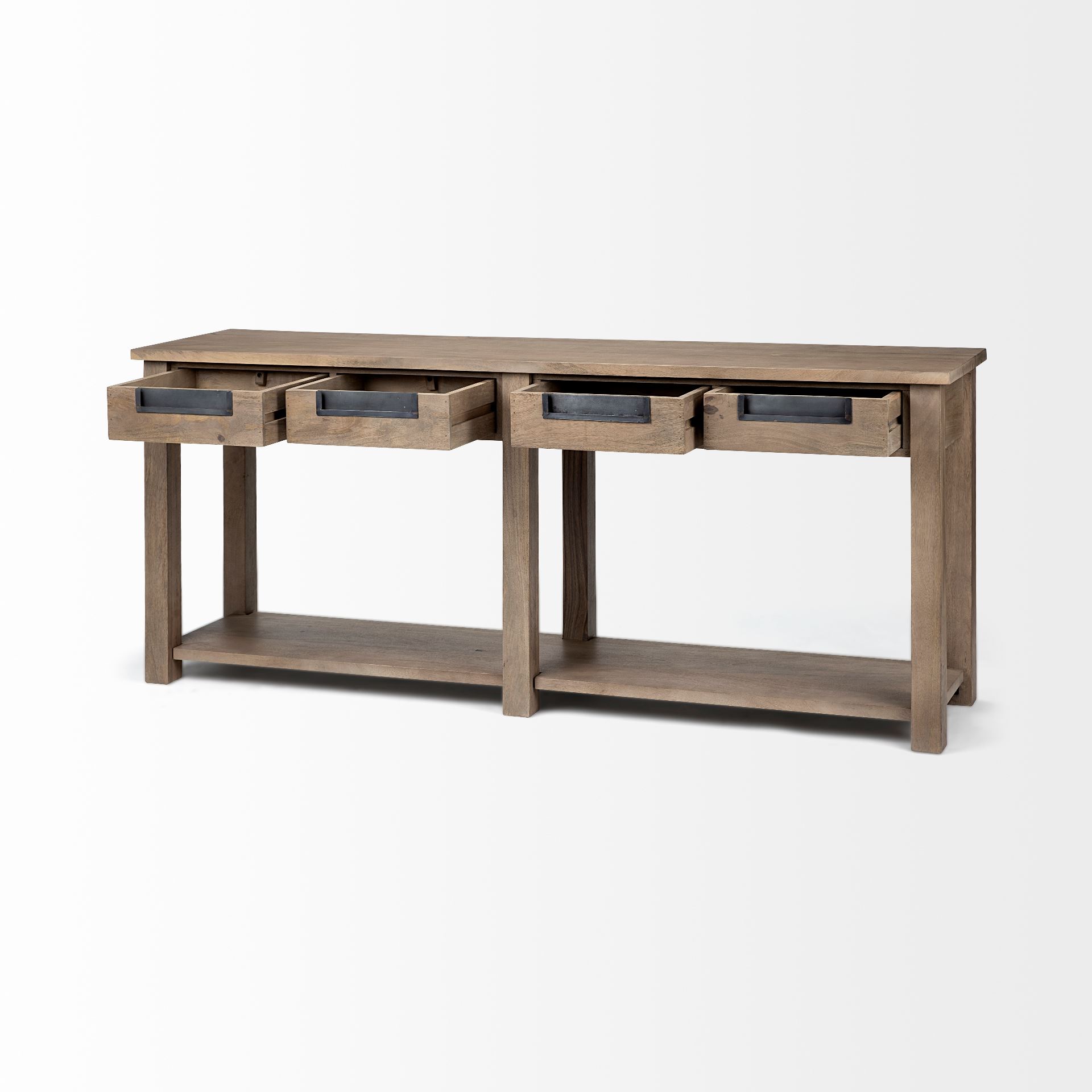 Harrelson III 72L x 18W Brown Wood 4 Drawer Console Table large image 