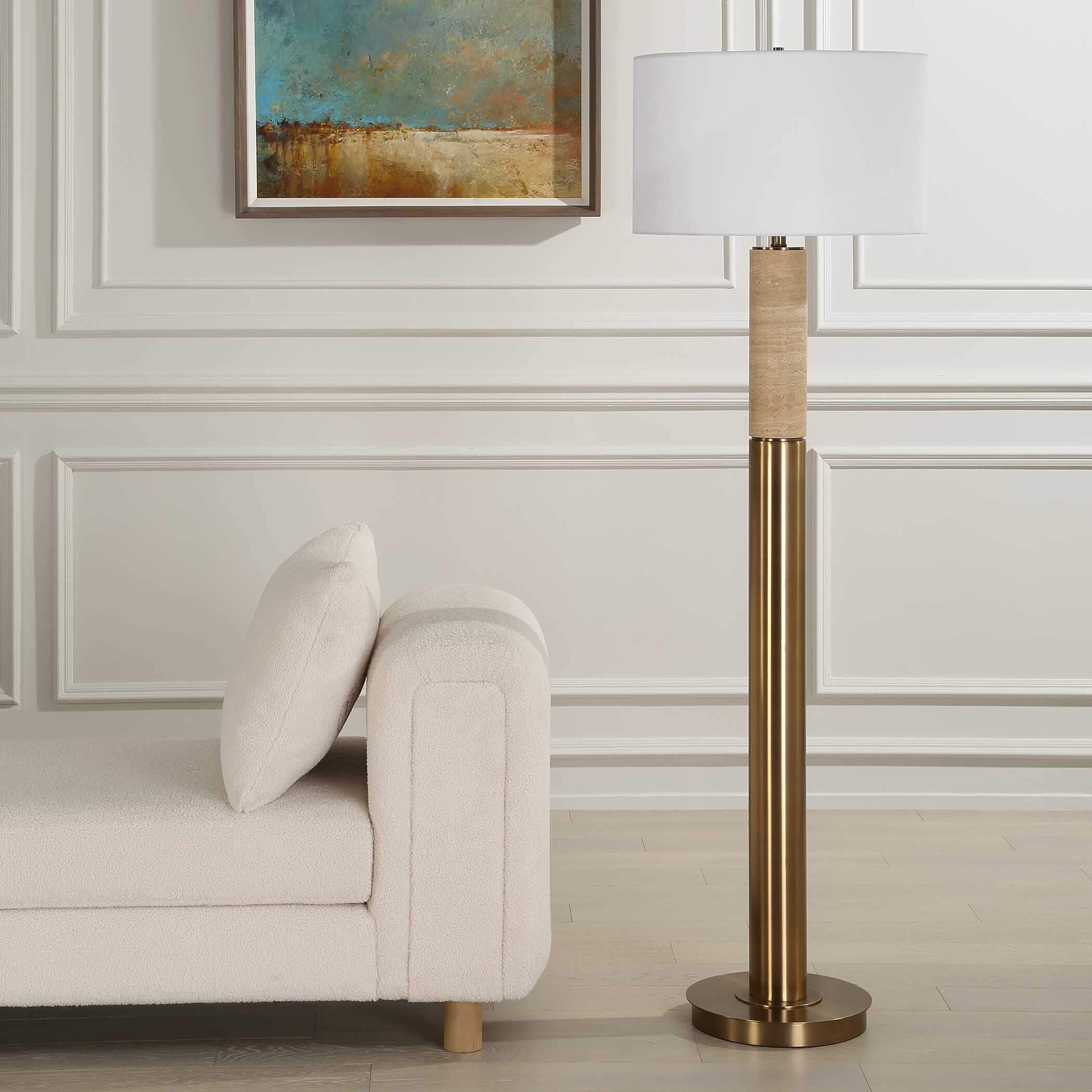 Knox Travertine Floor Lamp, by Uttermost, 20" width x 66" height x 20" depth View 4