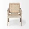 Teryn Cream Linen Seat And Natural Wooden Base with Mesh Back Accent Chair thumbnail 1