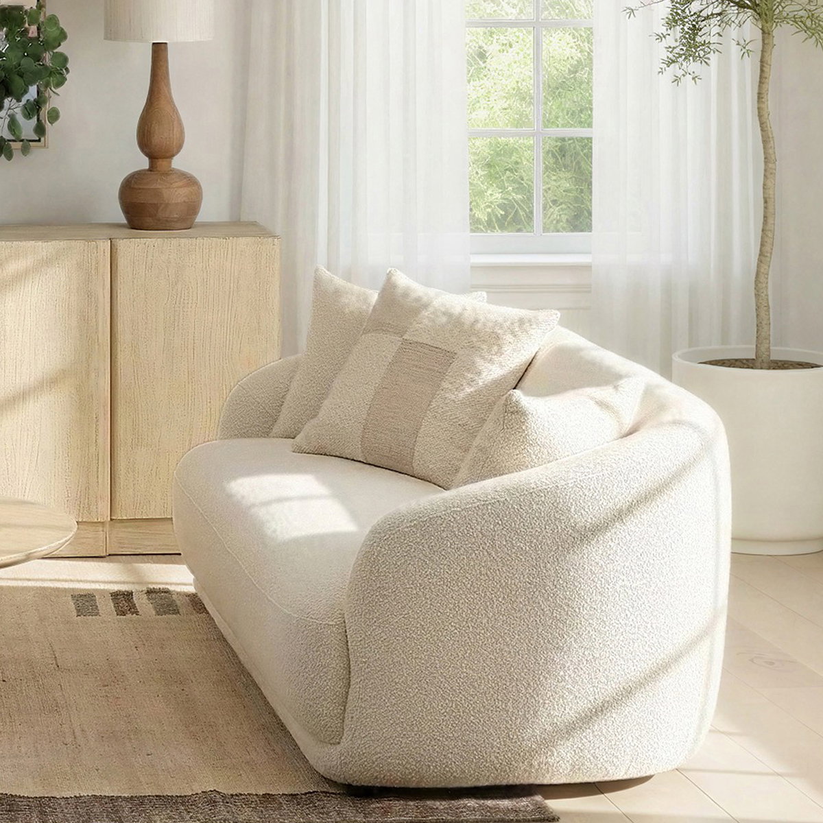 Yulissa Sofa Cream, Sofas & Sectional by Dovetail, 94.5" width x 30" height x 38.5" depth View 7