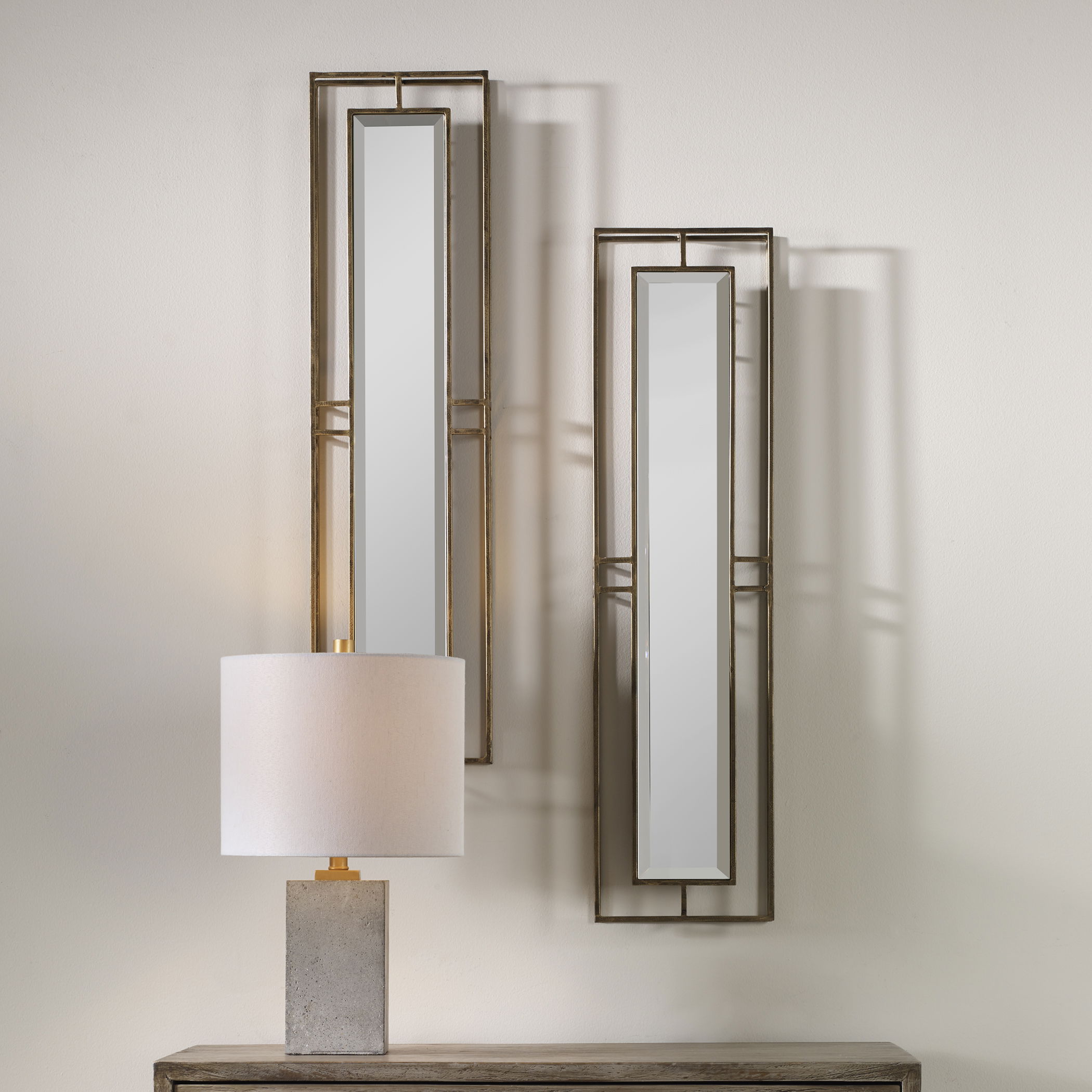 Rutledge Gold Mirrors Set/2, by Uttermost, 7.75" width x 30" height x 1.75" depth View 2
