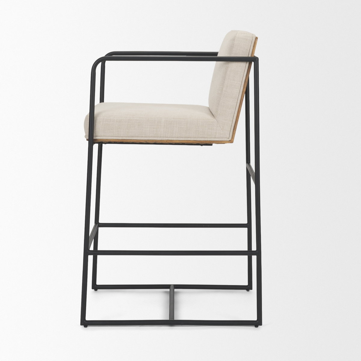 Stamford Backless 36.5in Seat Counter Stool | Beige Fabric with Metal, Counter & Bar Stool by Mercana, 18.7" length x 22.6" width x 36.5" height View 6