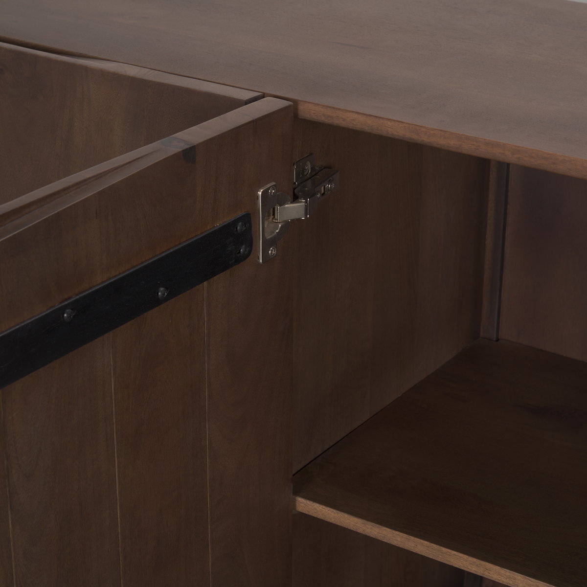 Tammar Brown Wood 4-Door Sideboard, Sideboards & Buffet by Mercana, 81" length x 18.75" width x 33" height View 12