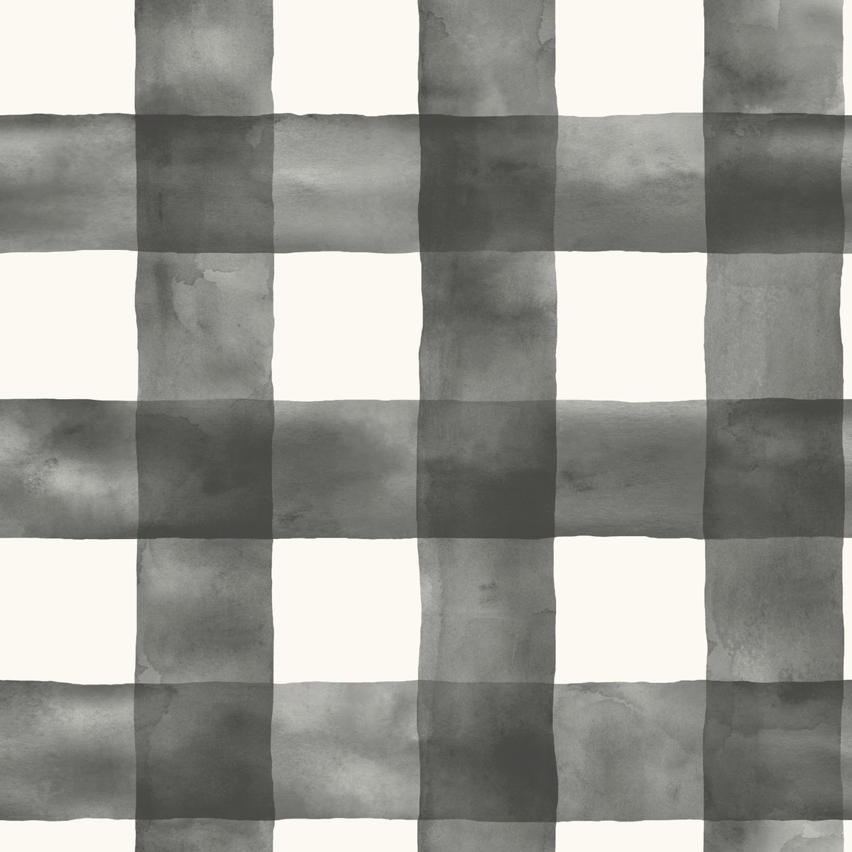 Watercolor Check Black & White Wallpaper, by York Wall, 33' length x 1'8.5" width x 0.02" depth