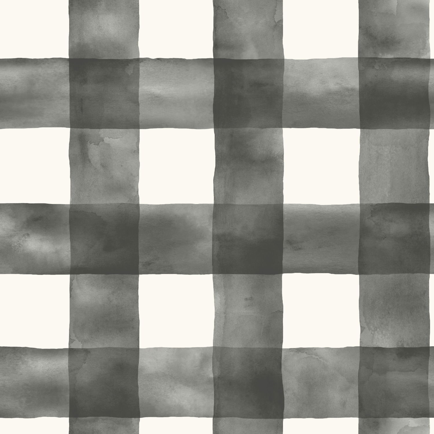 Watercolor Check Black & White Wallpaper large image 