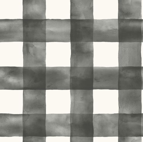 Watercolor Check Black & White Wallpaper