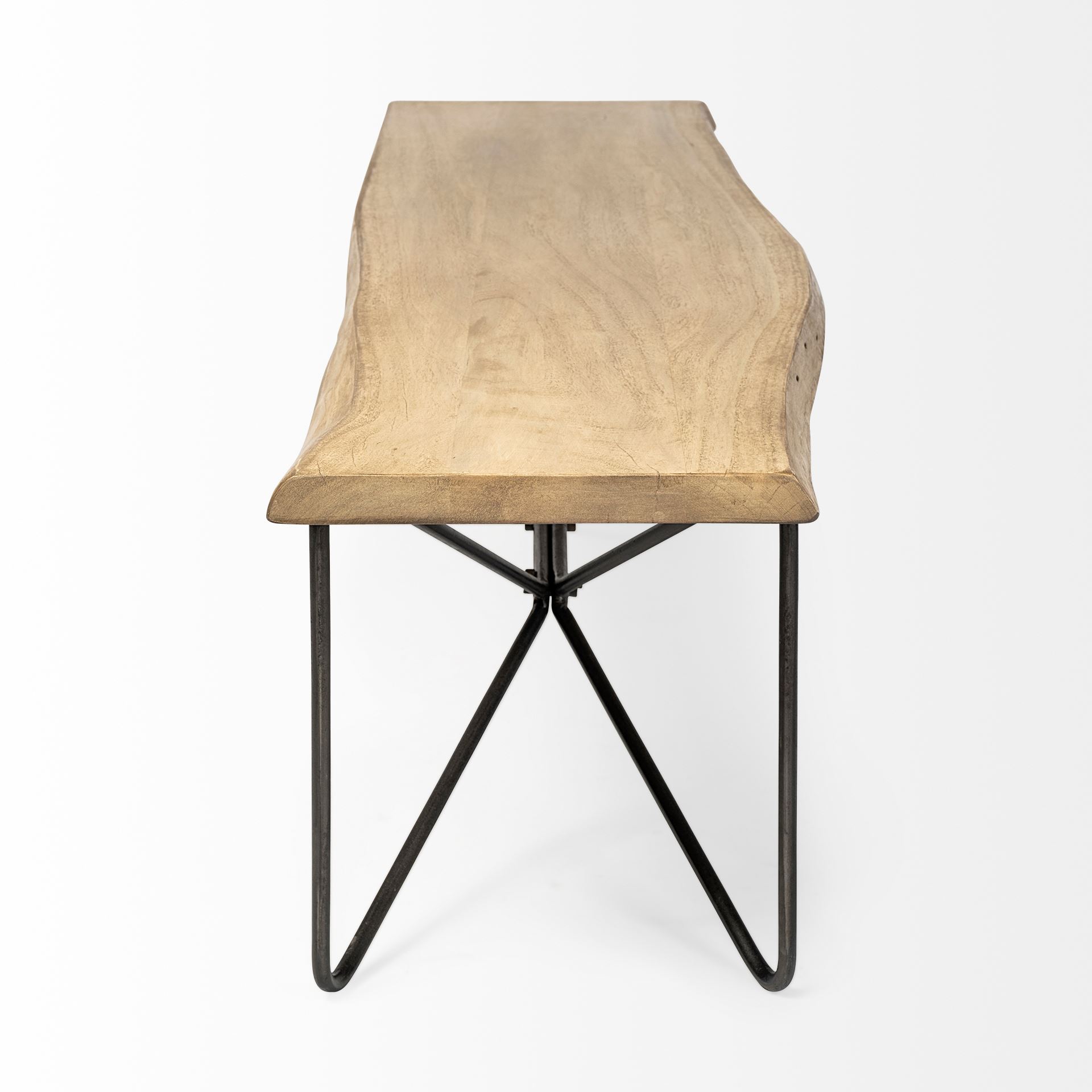 Papillion III 66L x 16W Blonde Wood And Iron Dining Bench, Benche by Mercana, 66" length x 16" width x 18" height View 6