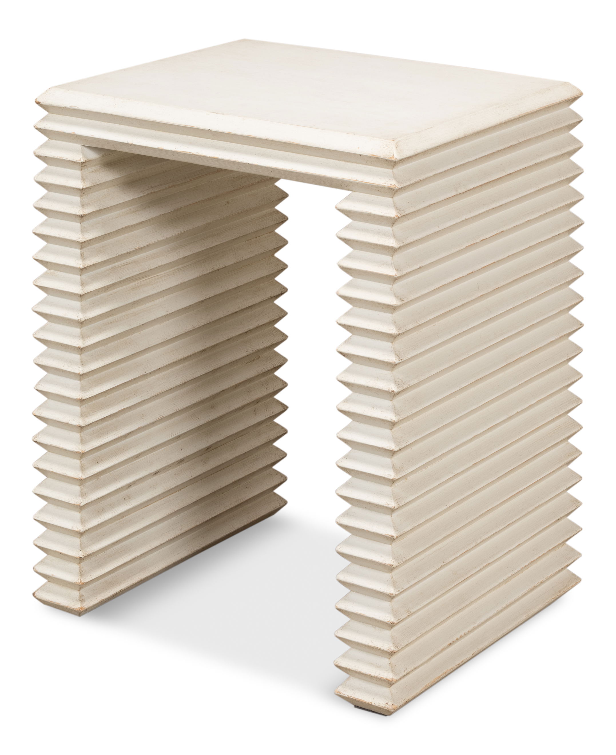 Stacked Side Table, Antique White, Side & End Table by Sarreid, 20" length x 16" width x 24" height View 1