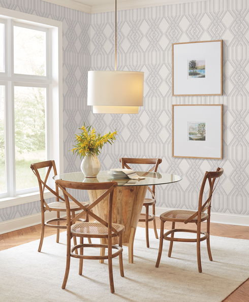 Etched Lattice Grey Wallpaper