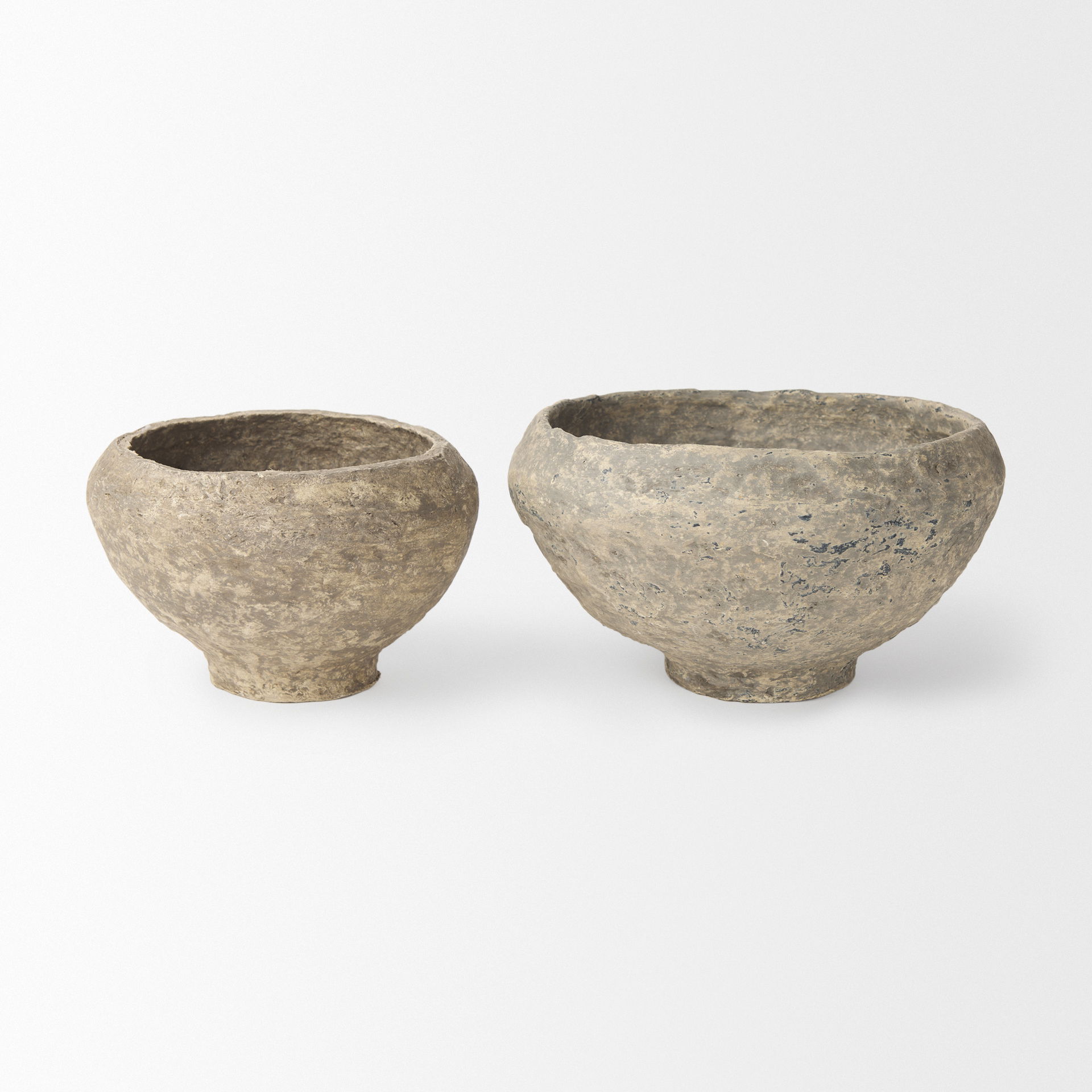 Sonu Set of 2 Gray Paper Mache Half-Pot Bowls, Decorative Bowl by Mercana, 12" length x 12" width x 8.5" height View 3