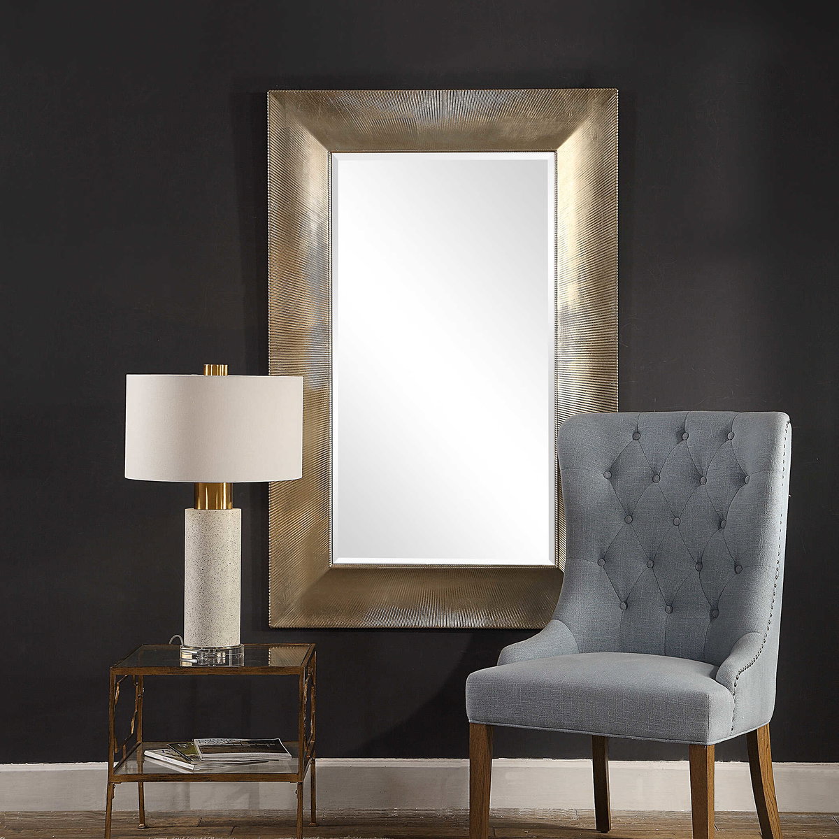 Valenton Large Champagne Mirror, by Uttermost, 39" width x 60" height x 1.5" depth View 2