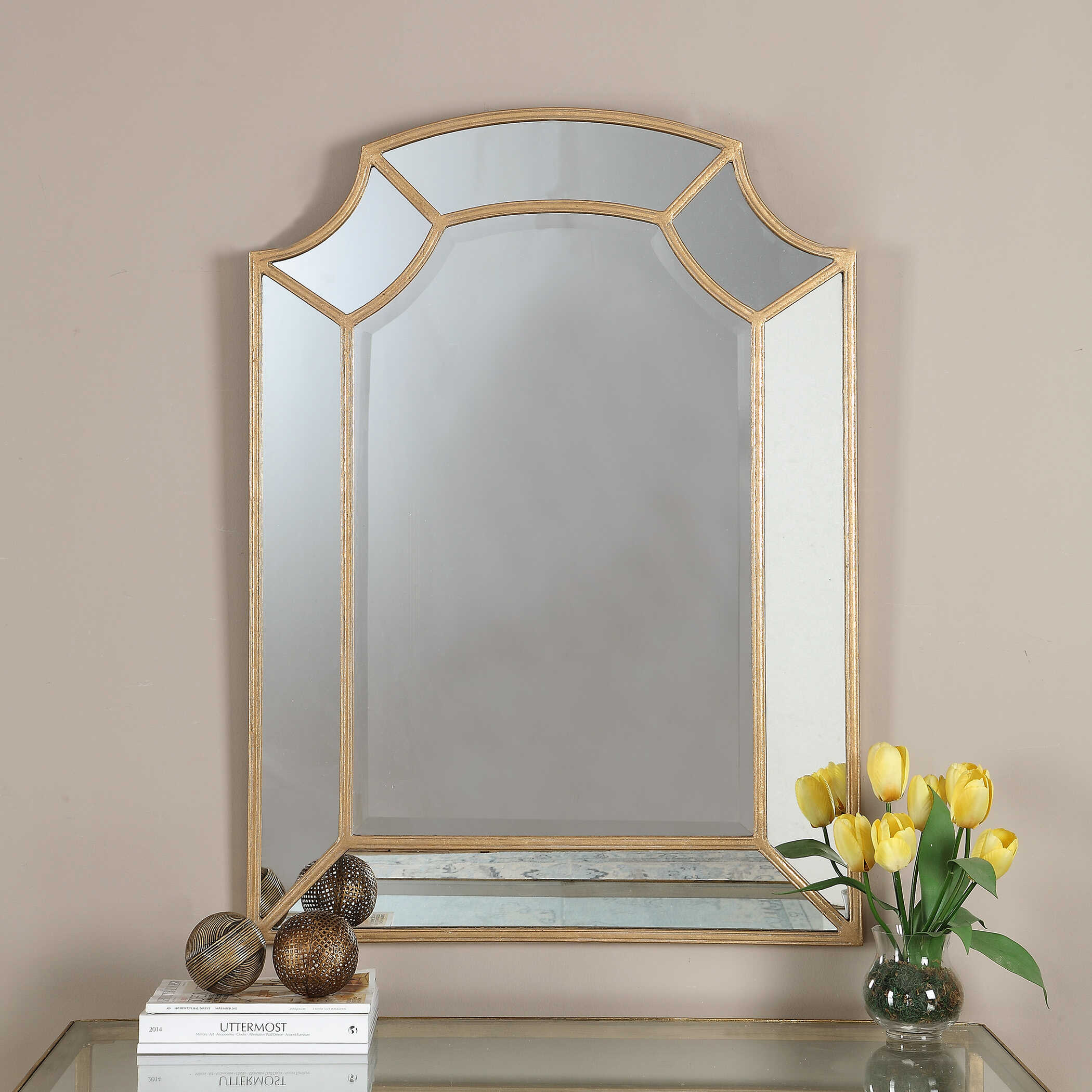 Francoli Gold Arch Mirror, by Uttermost, 32" width x 43.87" height x 1" depth View 2