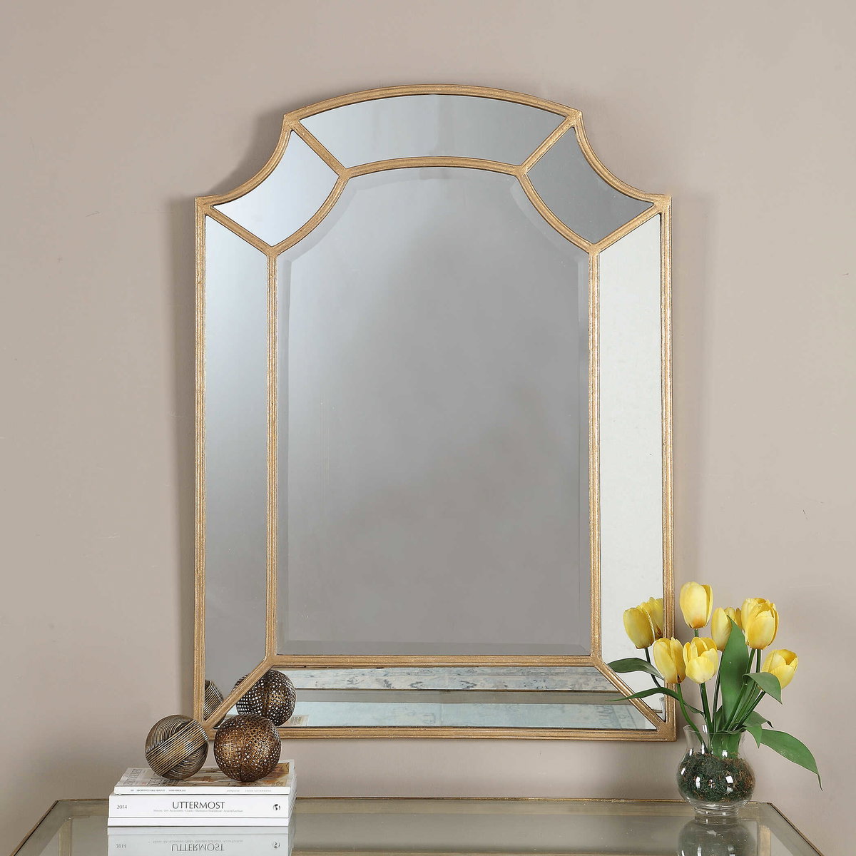 Francoli Gold Arch Mirror, by Uttermost, 32" width x 43.87" height x 1" depth View 2