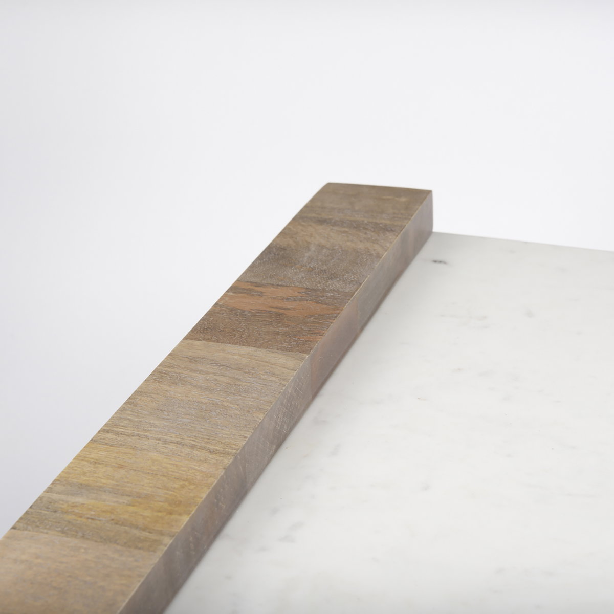 Athens   Light Brown Wood and White Marble Coffee Table, by Mercana, 48" length x 28" width x 16" height View 7