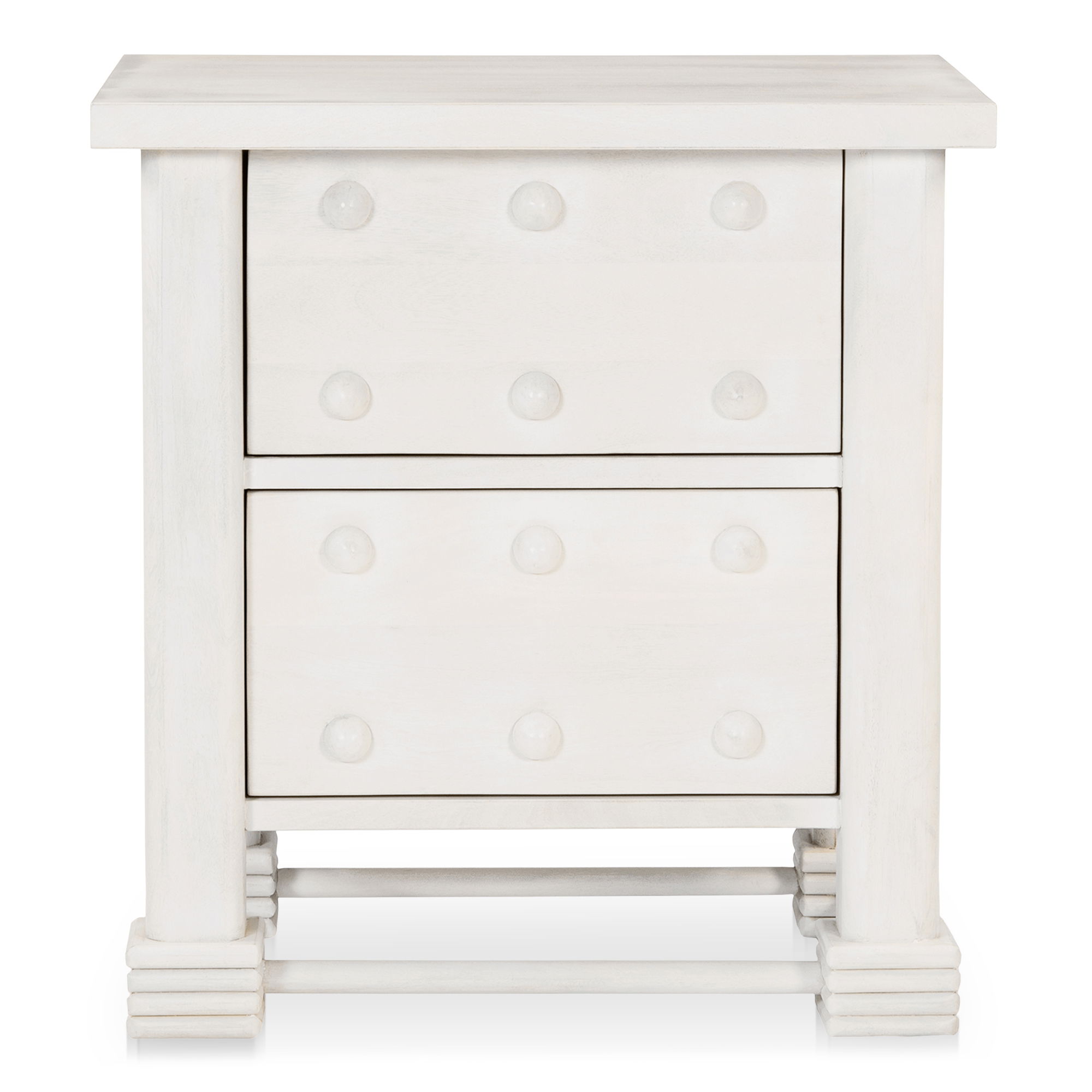 Clement Nightstand Whitewashed, by Moe's Home, 28" width x 30" height x 19" depth View 1
