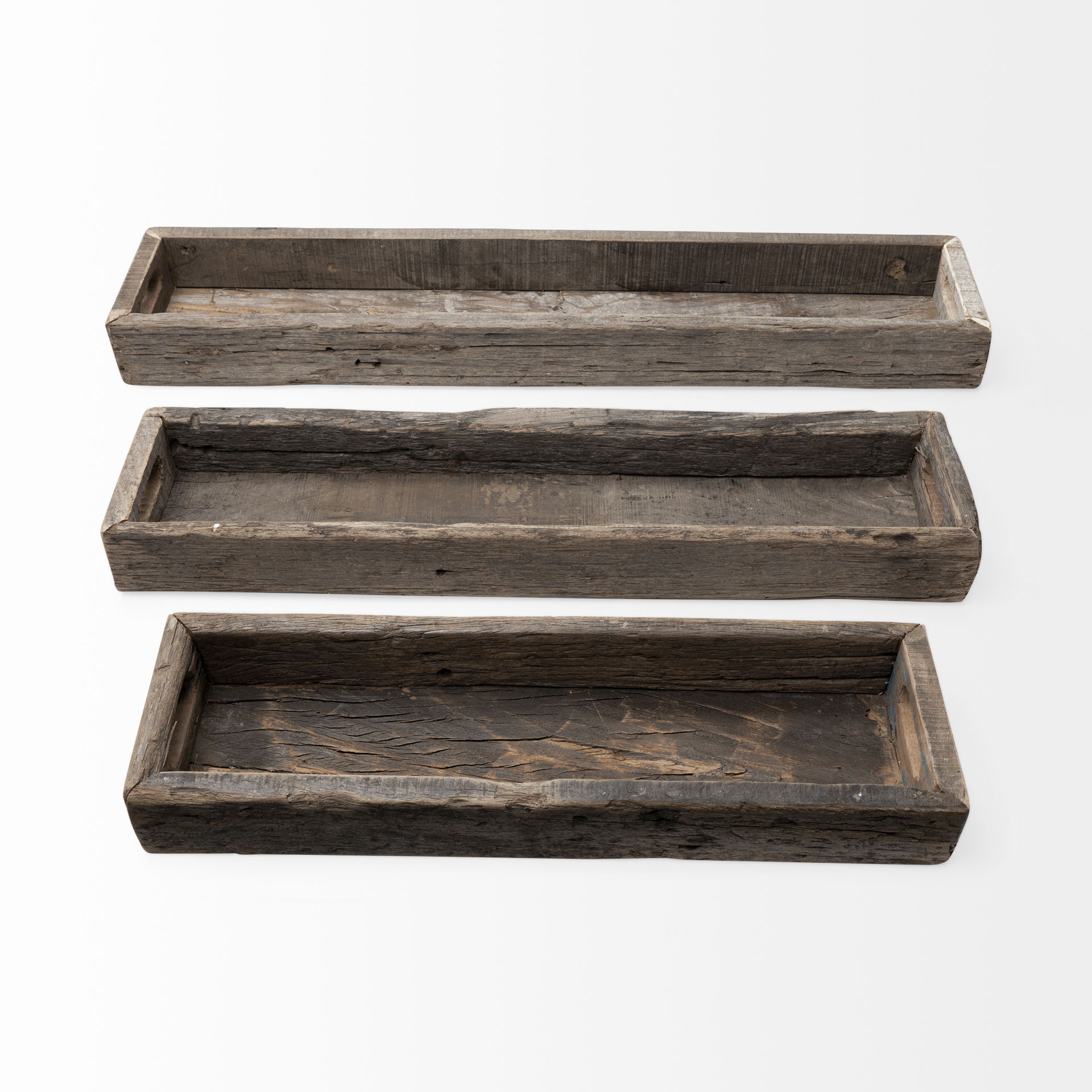 Vernon (Small) 24L x 7W Brown Reclaimed Wood Tray, Decorative Tray by Mercana, 24" length x 7" width x 3" height View 7