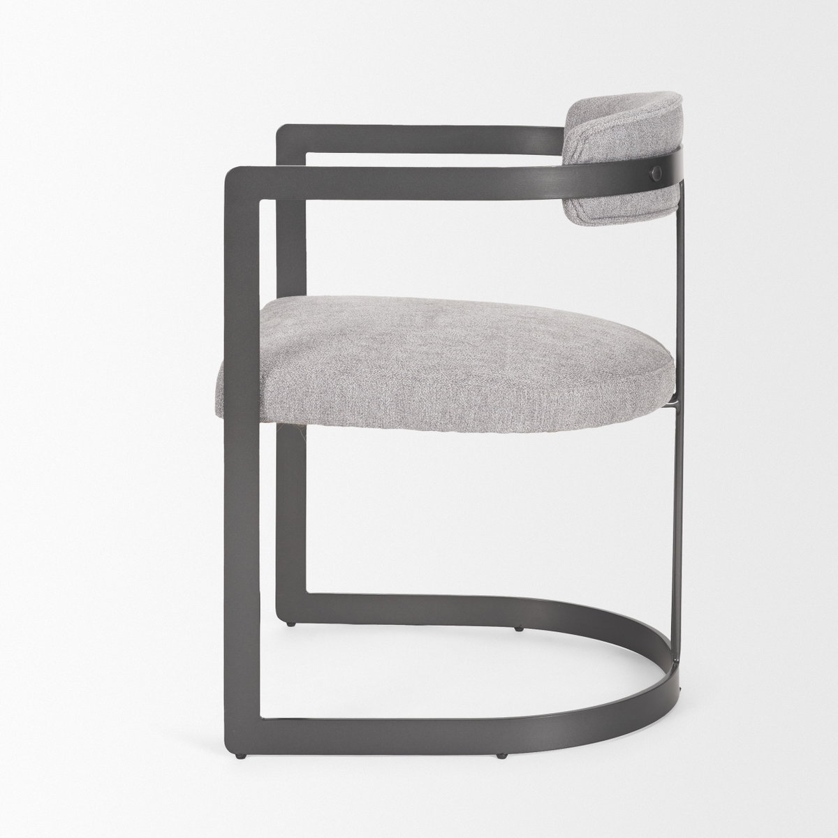 Hollyfield Curved Back Dining Arm Chair | Gray Fabric with Gray Iron, Dining Chair by Mercana, 20.47" length x 21.5" width x 29.53" height View 5
