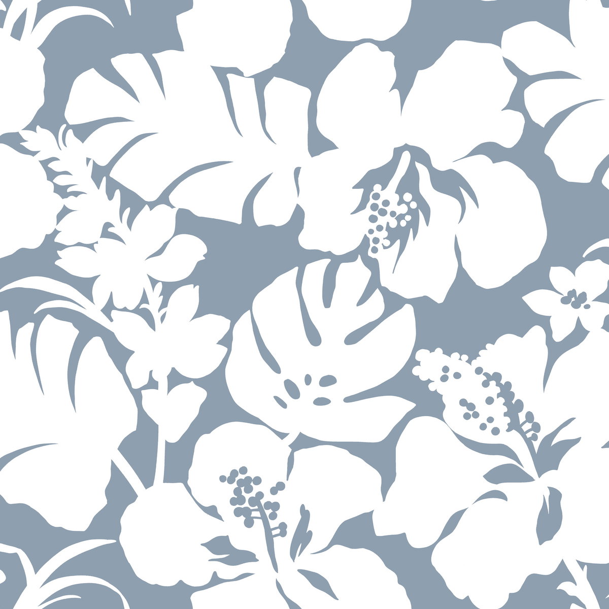 Hibiscus Arboretum Blue Wallpaper, by York Wall, 33' length x 1'8.5" width x 0.02" depth