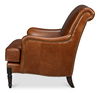 Gaston Distilled Leather Chair, Brown, Seating by Sarreid, 45659" length x 40" width x 38" height thumbnail 9
