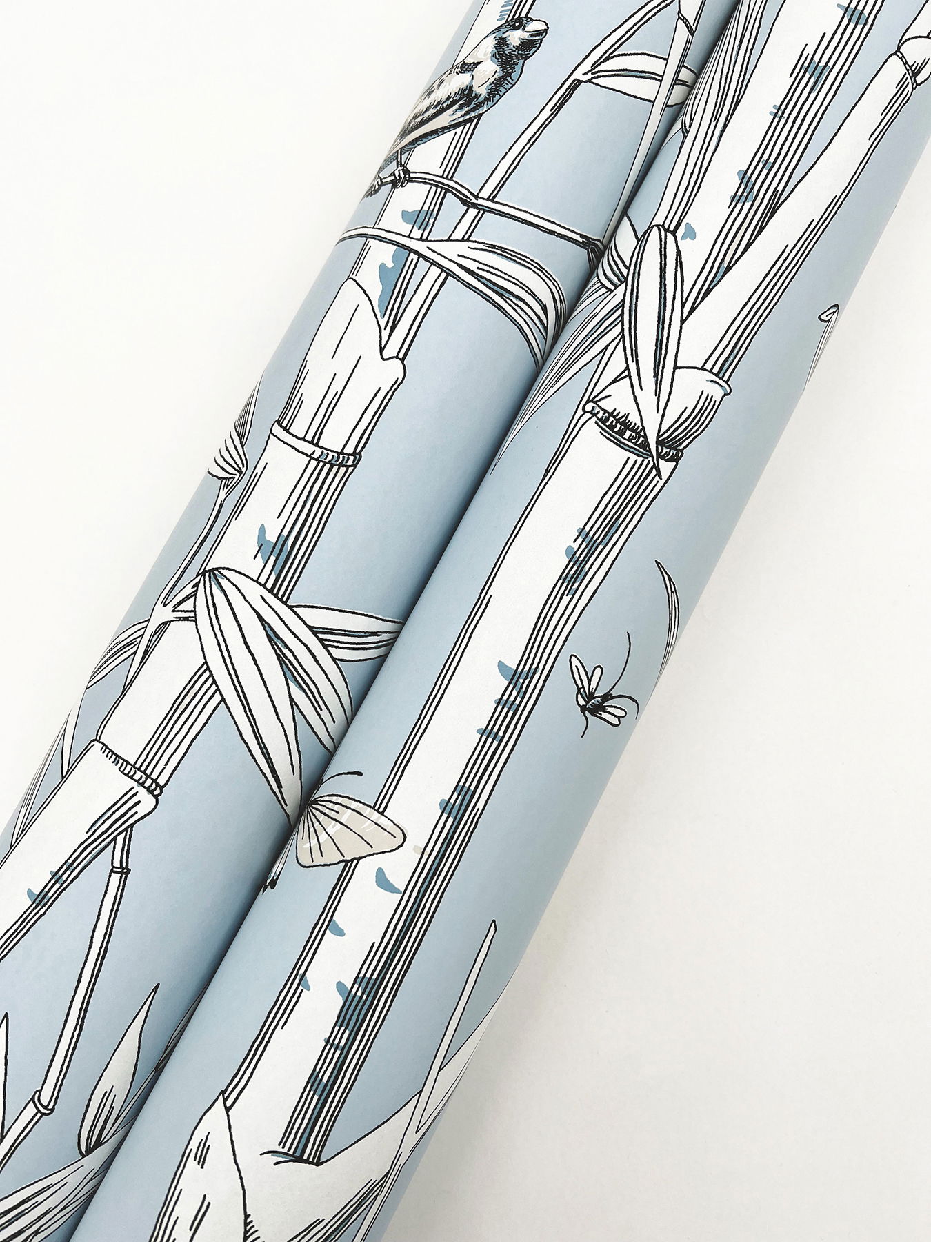 Bambou Toile Sky Blue Wallpaper large image 