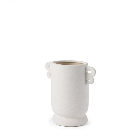 Dylan Small Textured Off White with Handles Ceramic Vase