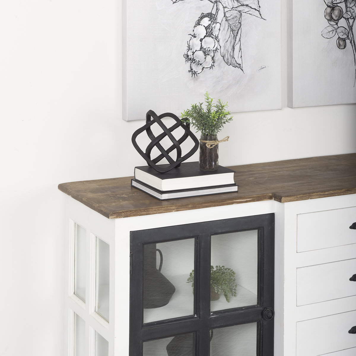 Willem I 9L x 9W Black Metal Open Cube Decor Object, Decorative Object by Mercana, 8.58" length x 8.58" width x 8.58" height View 5
