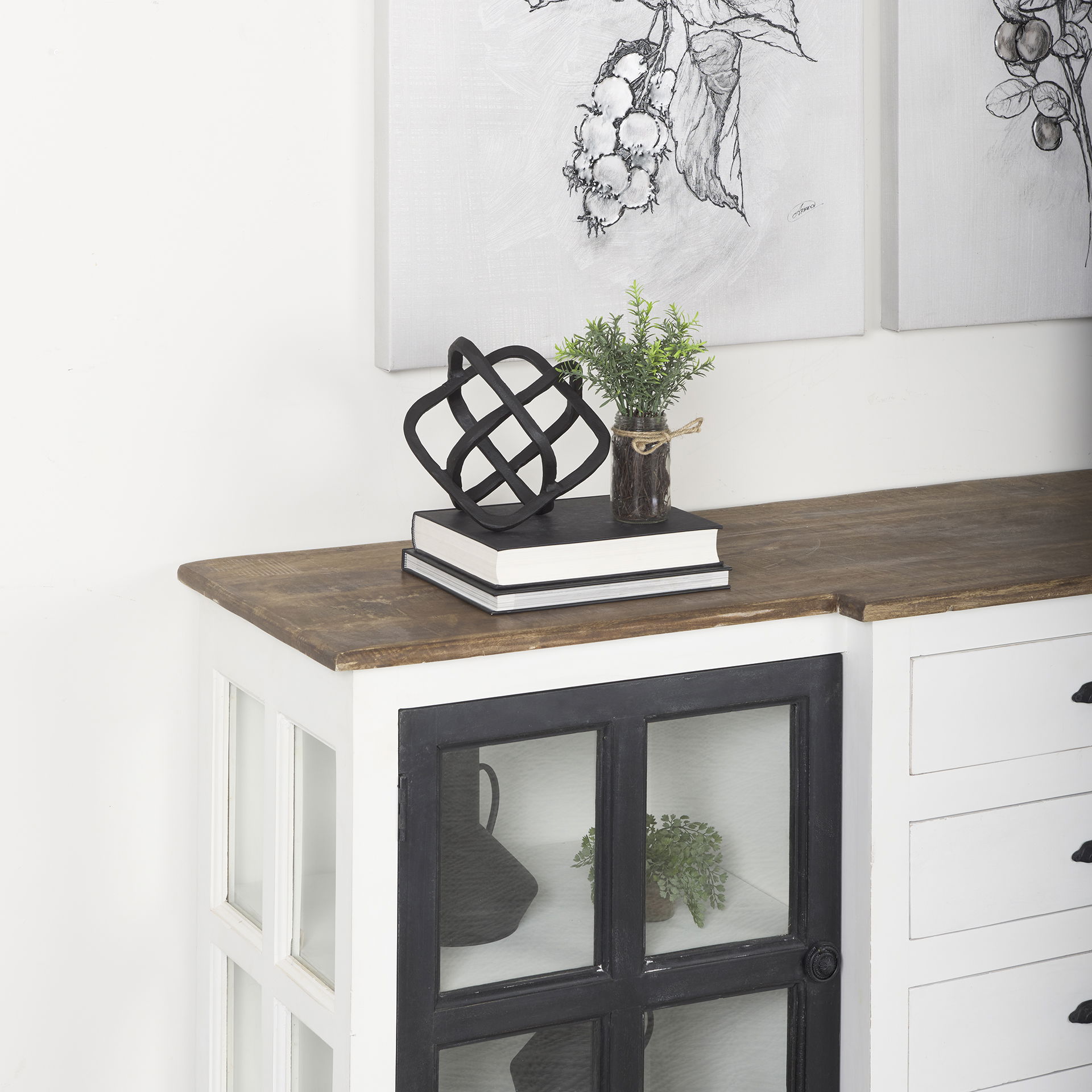 Willem I 9L x 9W Black Metal Open Cube Decor Object large image 