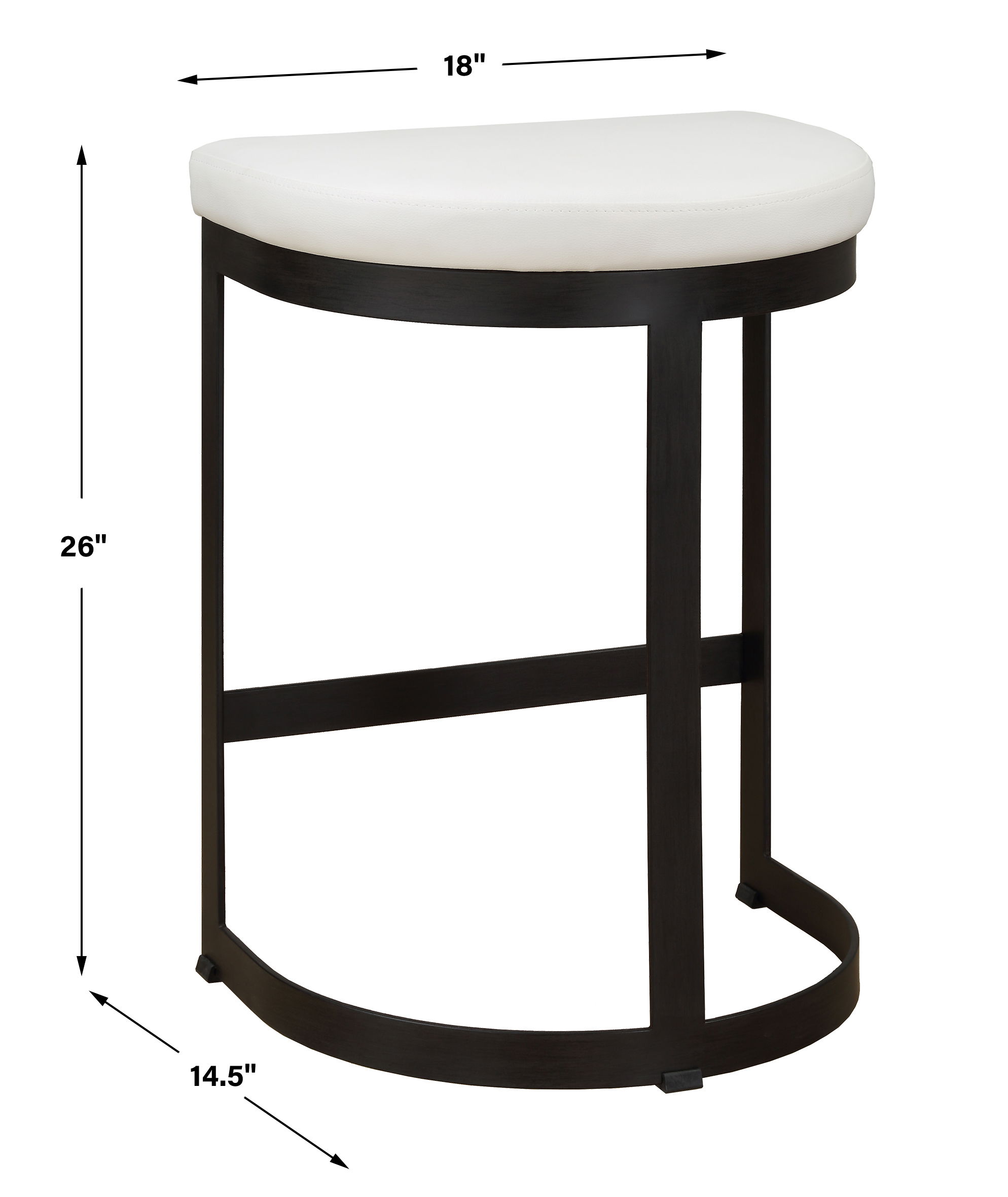 Ivanna White Counter Stool, Furniture by Uttermost, 18" width x 26" height x 14.5" depth View 3
