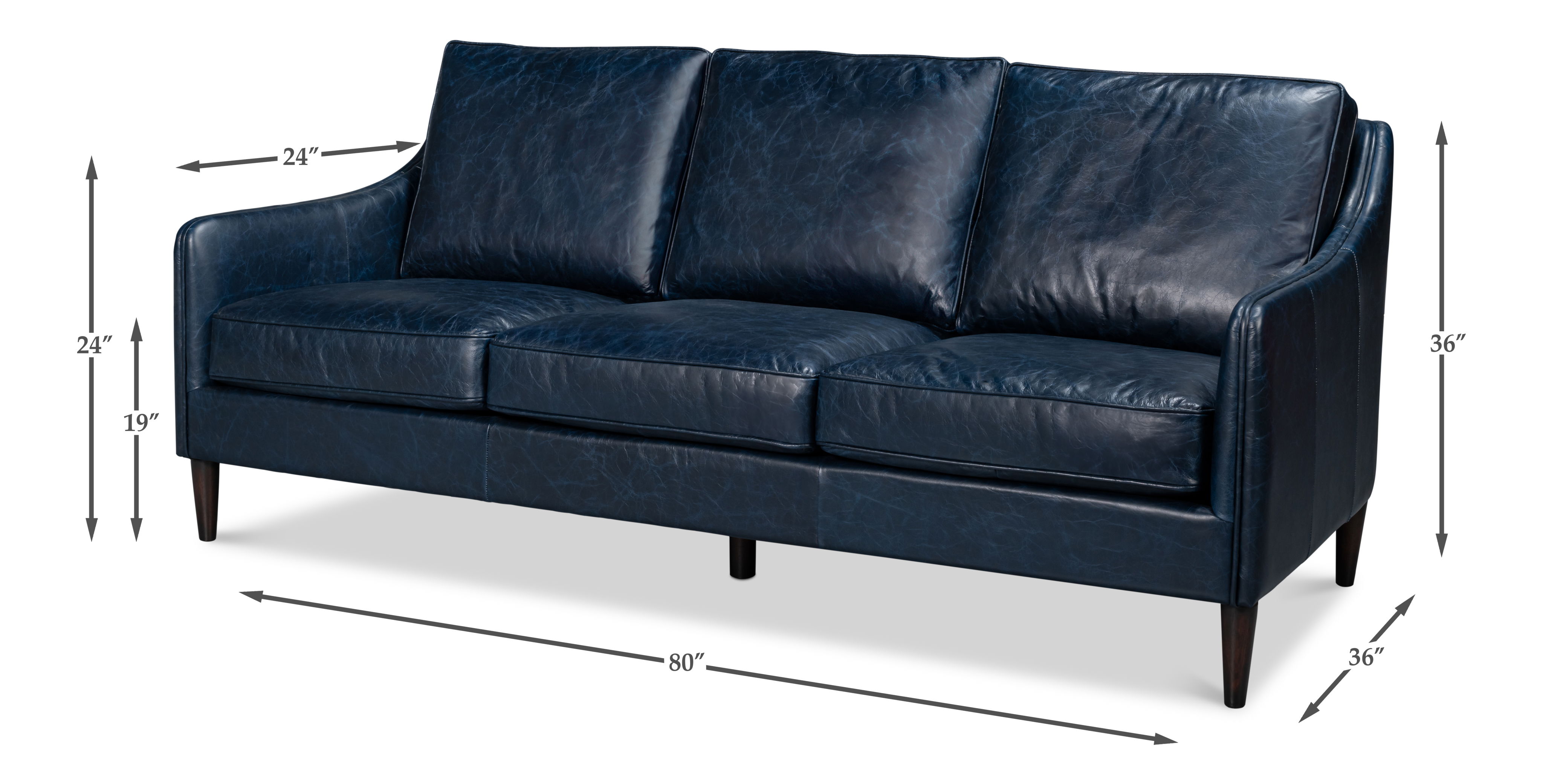 Alehandro Leather Sofa  Chateau Blue large image 