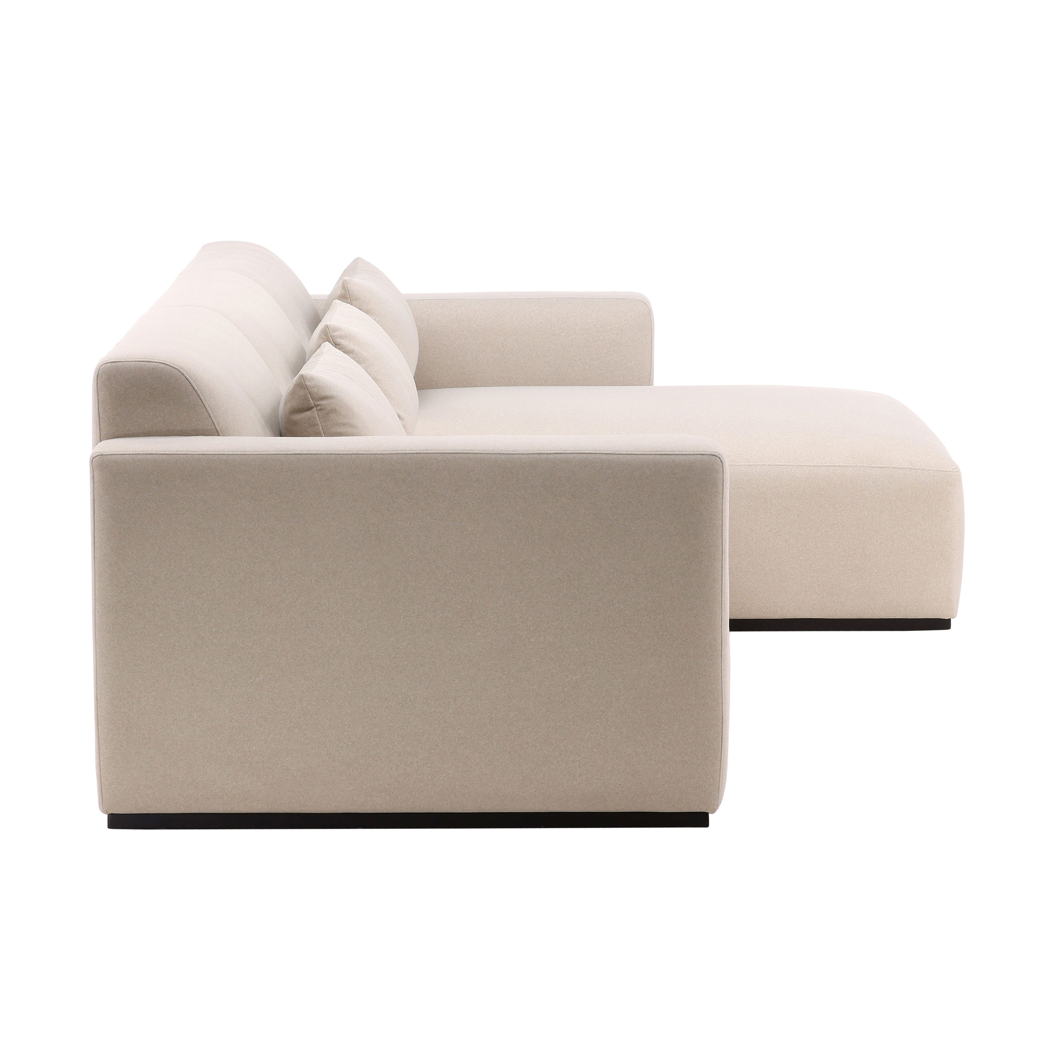 Brooklyn Chaise Sectional  Cream, Sectional Sofa by Dovetail, 134.25" width x 29.5" height x 65" depth View 3