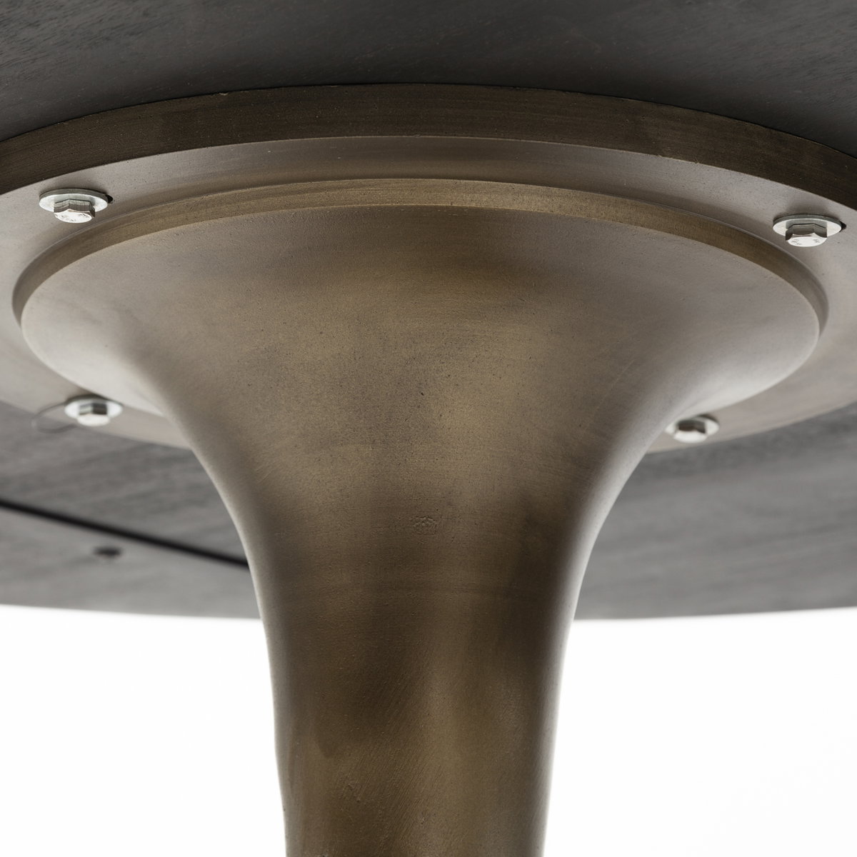 McLeod II 54 L x 54 W x 28.75 H Round Brown Solid Wood Top Gold Metal Base Dining Table, by Mercana, 54" length x 54" width x 28.75" height View 7