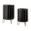 Pianta 13 x 21 Set of Two Black Metal Insert Brass Frame Plant Stands, Planter by Mercana, 12.8" length x 12.8" width x 20.87" height thumbnail 1
