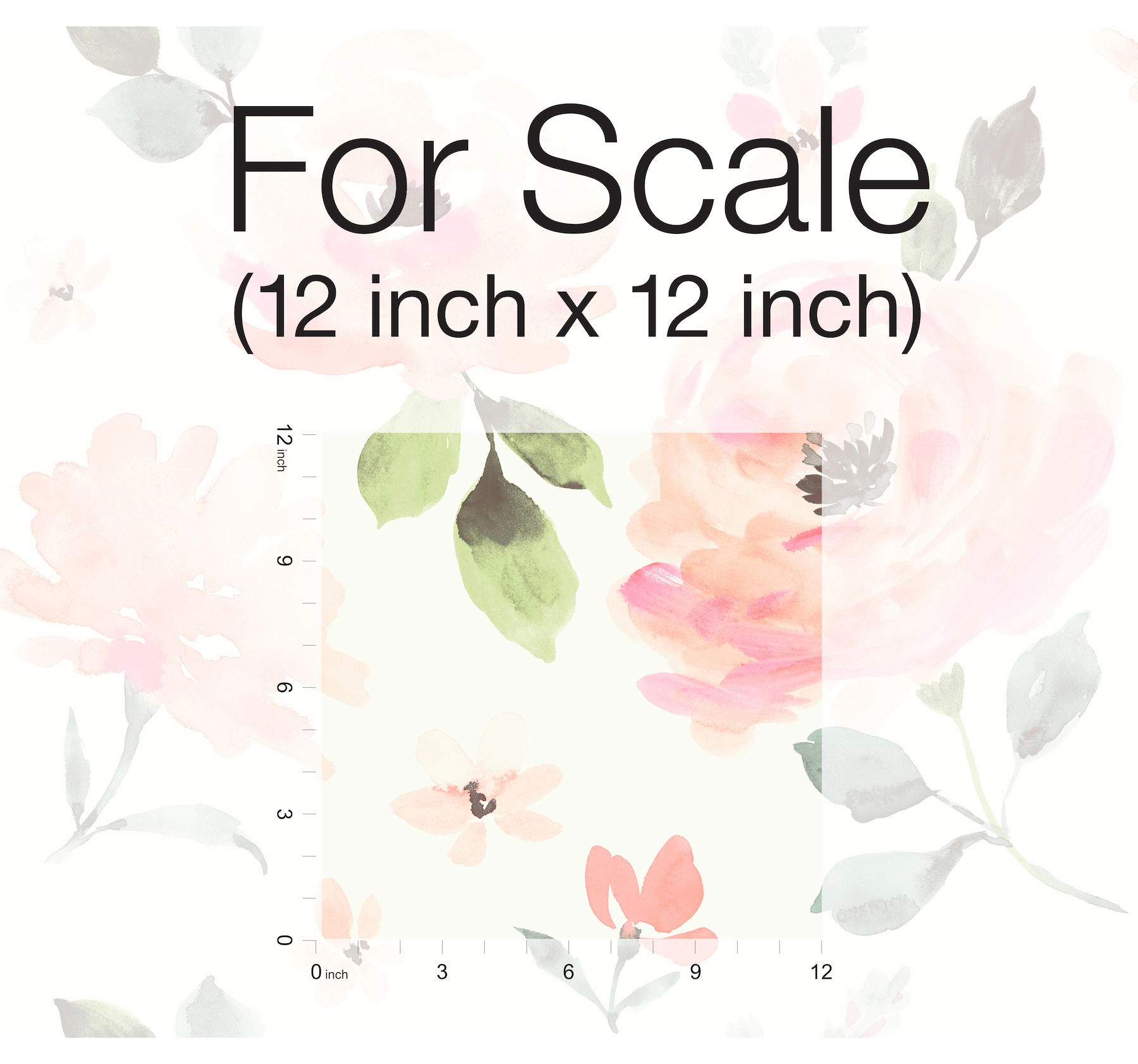 Watercolor Blooms Coral Peel & Stick Wallpaper large image 