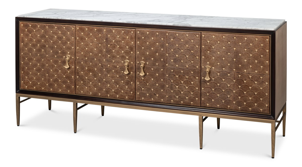 Palisade Shagreen Credenza, by Sarreid, 1'7" length x 6'8" width x 2'10" height View 1