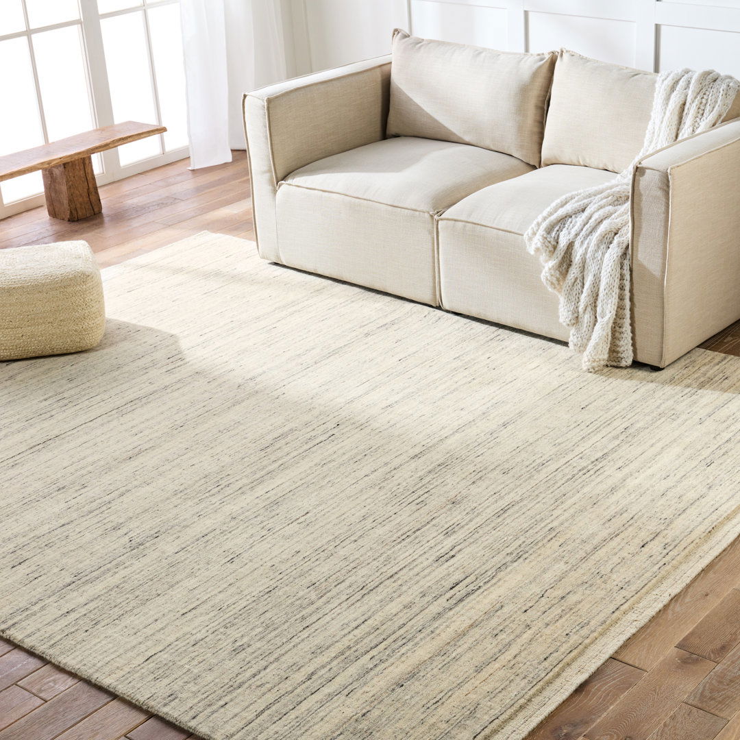 Tallwood Handmade Solid Cream/ Light Blue Area Rug (10'X14') large image 