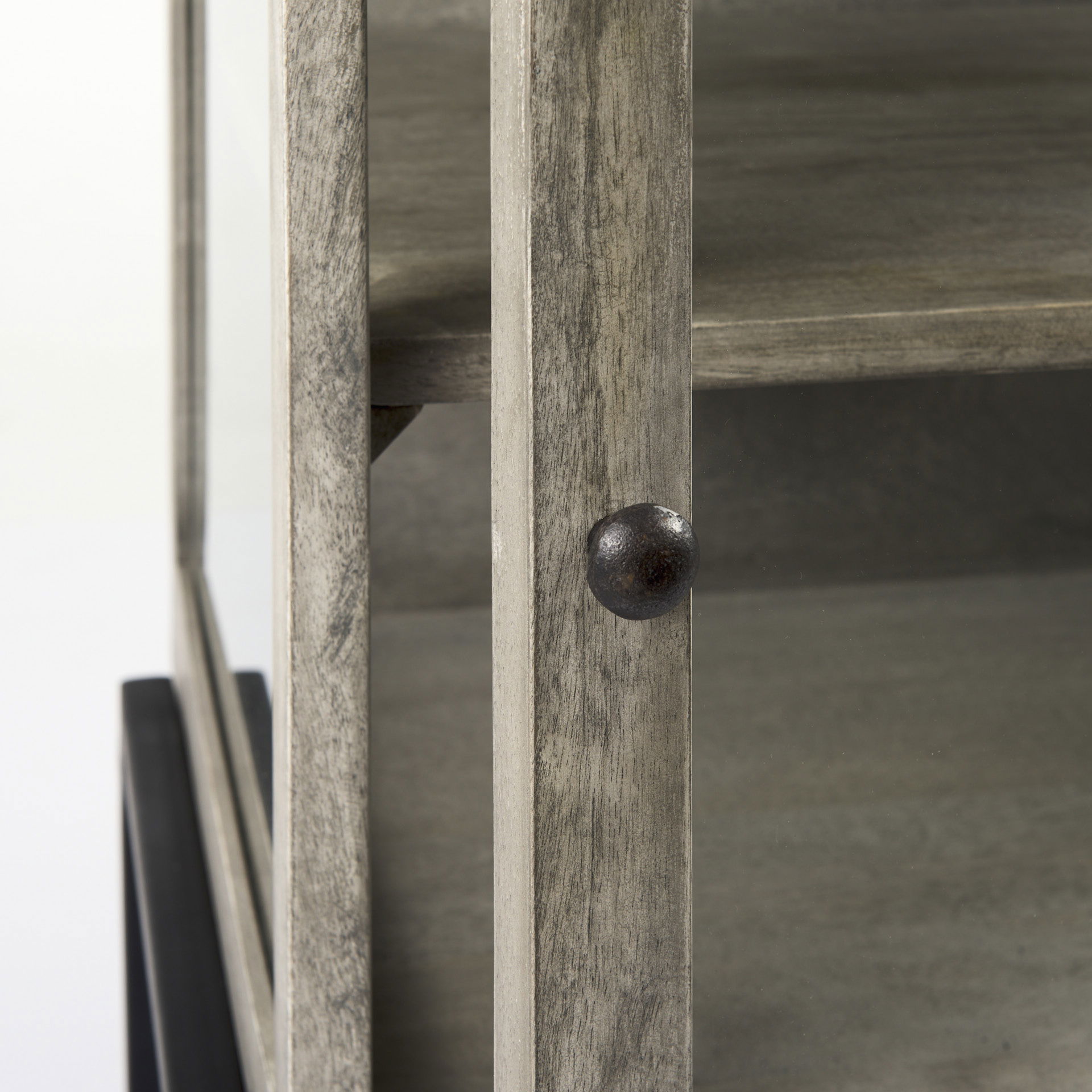 Arelius 20L x 18W x 26H Gray Wood with Black Metal Frame End/Side Table, Side & End Table by Mercana, 20" length x 18.75" width x 26" height View 11