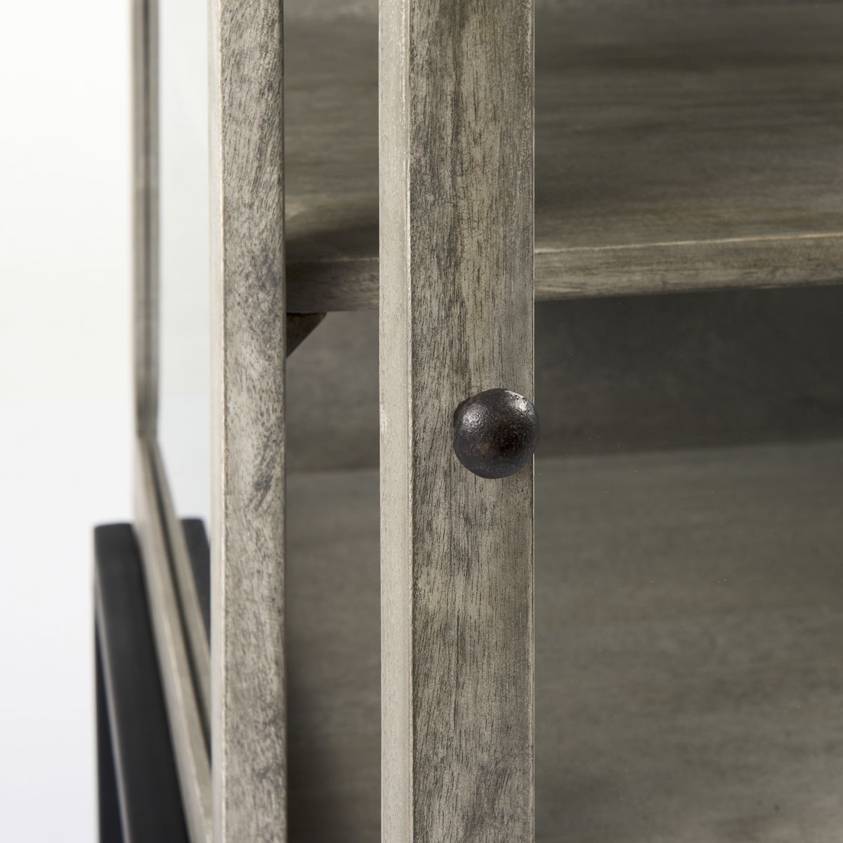 Arelius 20L x 18W x 26H Gray Wood with Black Metal Frame End/Side Table, Side & End Table by Mercana, 20" length x 18.75" width x 26" height View 11