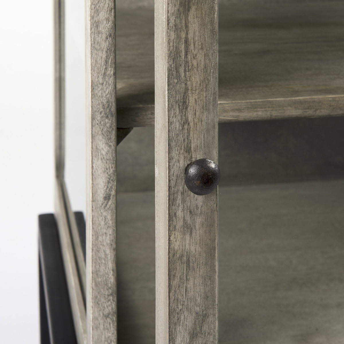 Arelius 20L x 18W x 26H Gray Wood with Black Metal Frame End/Side Table, Side & End Table by Mercana, 20" length x 18.75" width x 26" height View 11