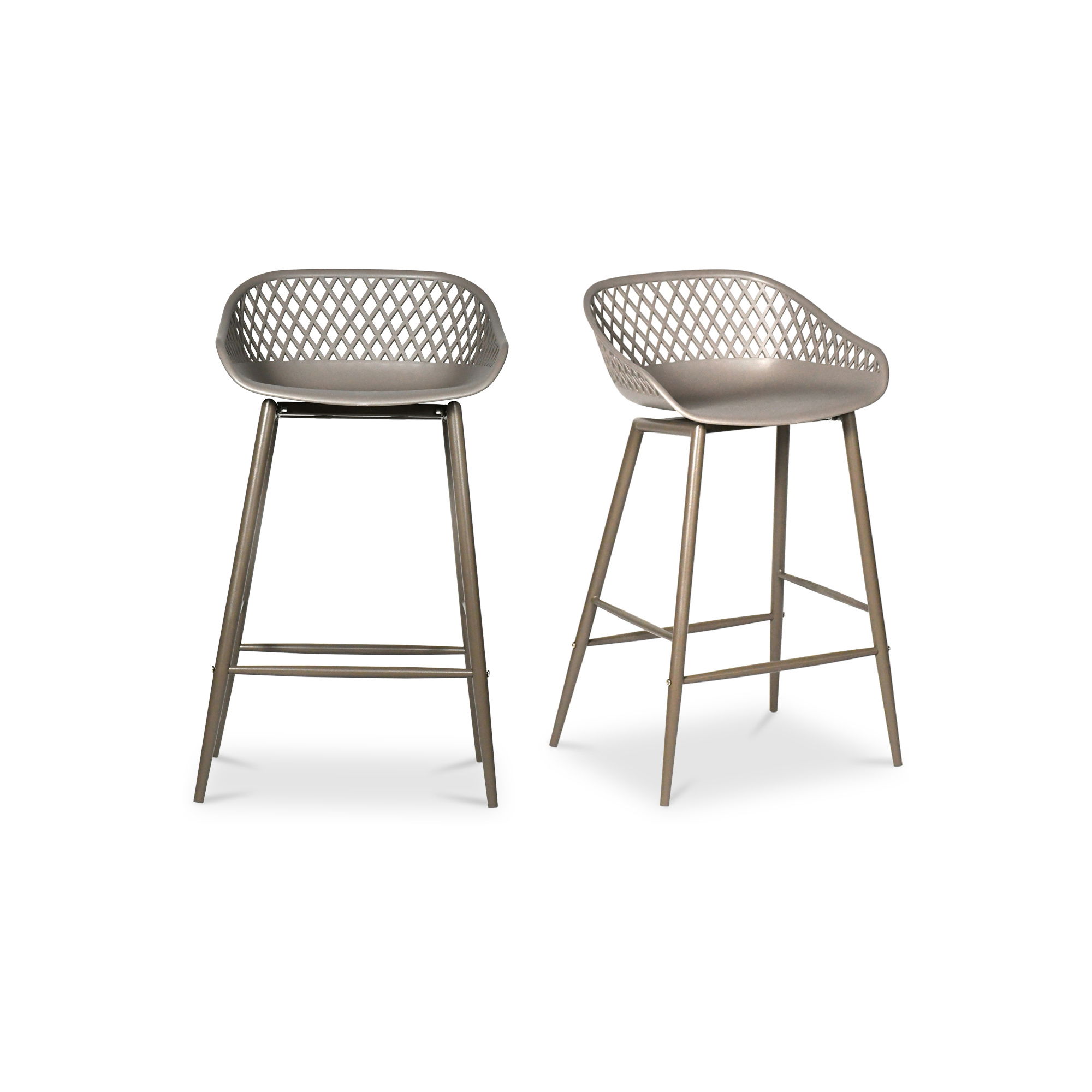 Piazza Outdoor Counter Stool Grey - Set Of Two, Outdoor Chair by Moe's Home, 1'7" width x 2'10" height x 1'7" depth View 1