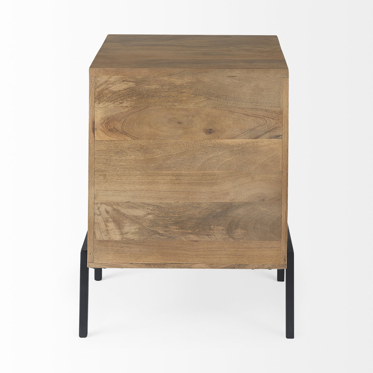 Arelius 20L x 18W x 26H Light Brown Wood with Black Metal Frame End/Side Table, Side & End Table by Mercana, 20" length x 18.75" width x 26" height View 10