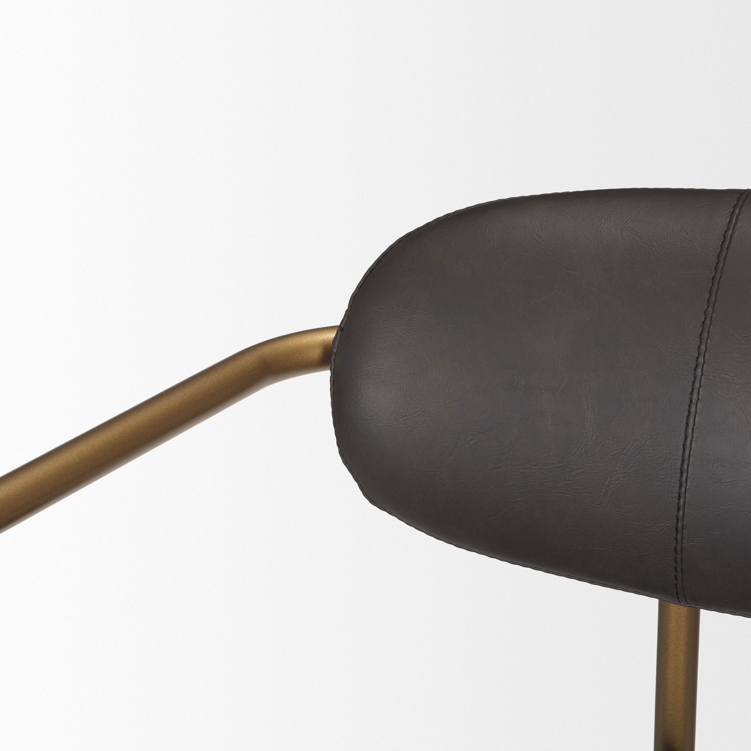 Parker Brown Faux Leather Seat Gold Metal Bar Stool, Counter & Bar Stool by Mercana, 19" length x 19.75" width x 40" height View 8