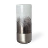 Baltic I Tall White Brushed Silver Metal Bottom Glass Vase, by Mercana, 4.72" length x 4.72" width x 12.6" height thumbnail 7