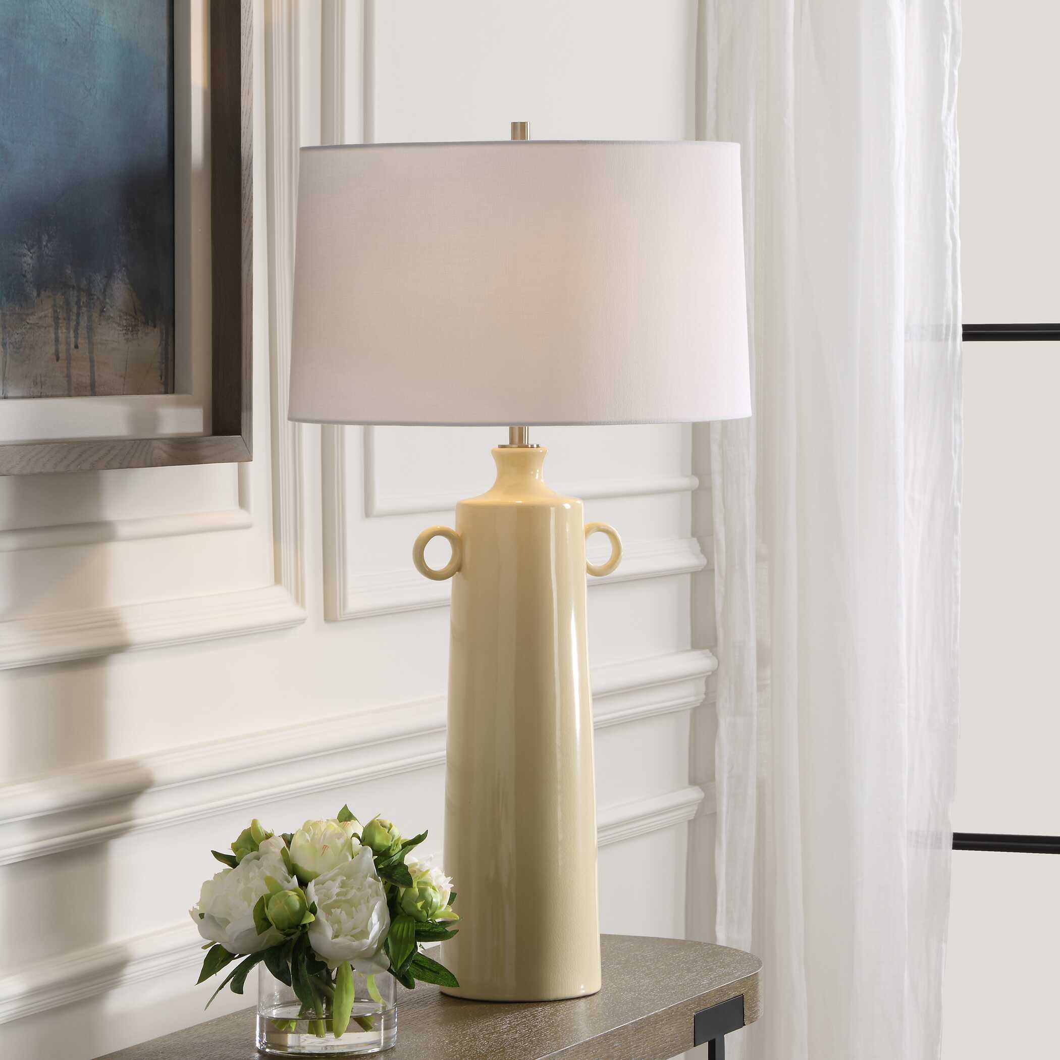 Florero Pale Yellow Table Lamp, by Uttermost, 17" width x 32" height x 17" depth View 2
