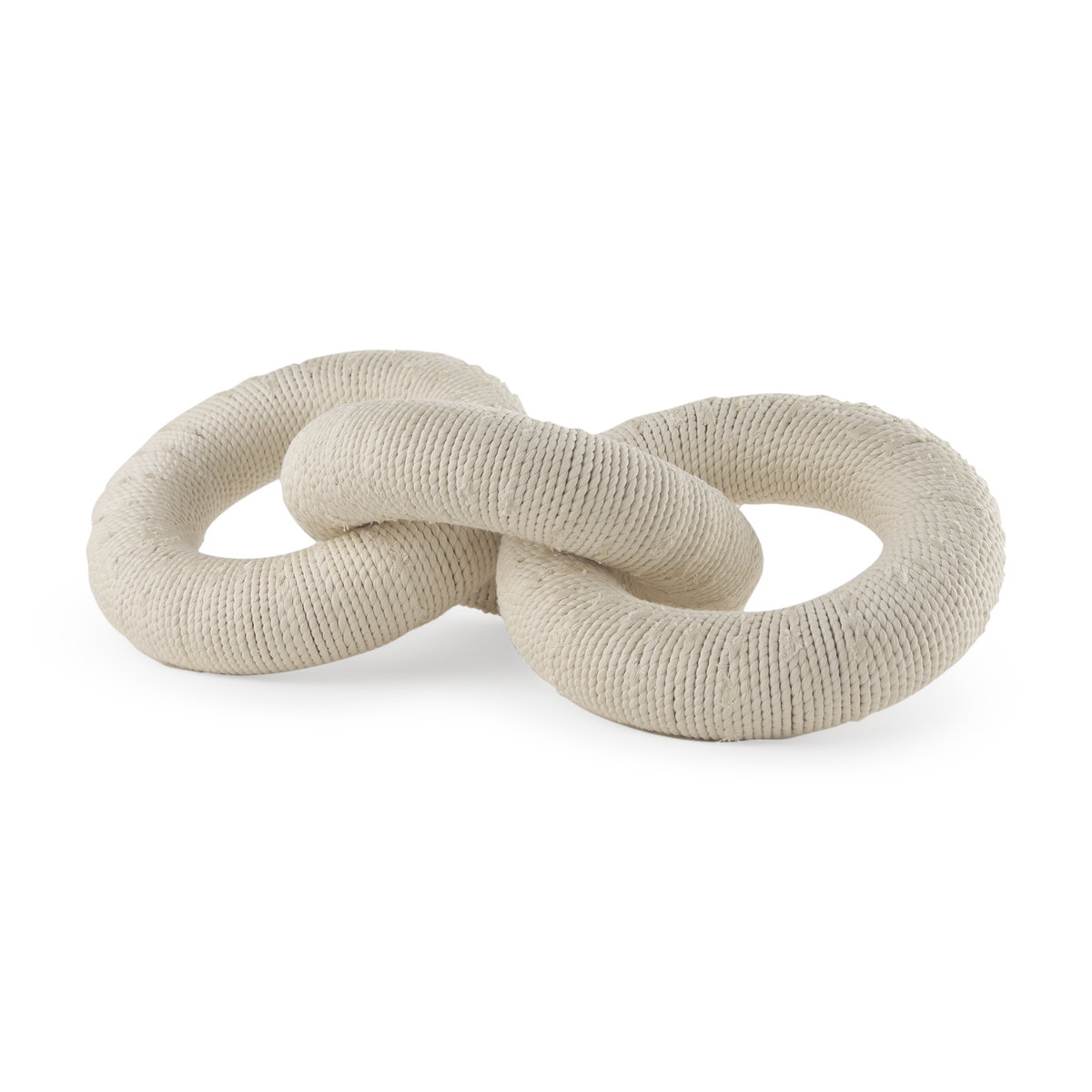Alize Cotton Rope Wrapped Solid Wood Circular Chain Link Decorative Object, by Mercana, 14" length x 11" width x 8" height View 1