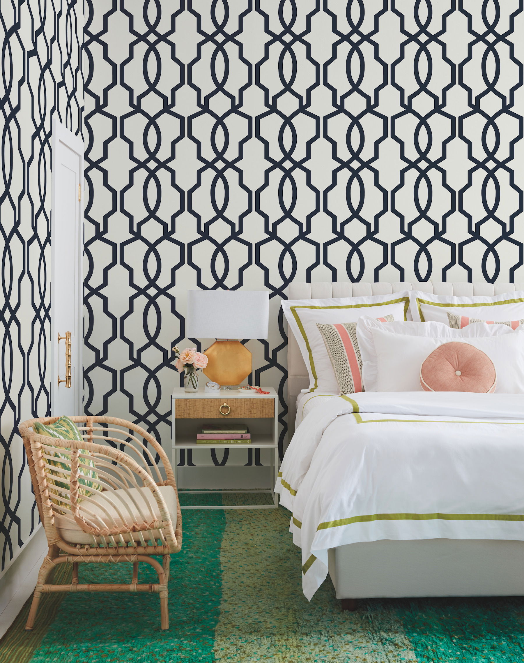 Hourglass Trellis Navy Wallpaper Hourglass Trellis Navy Wallpaper large image