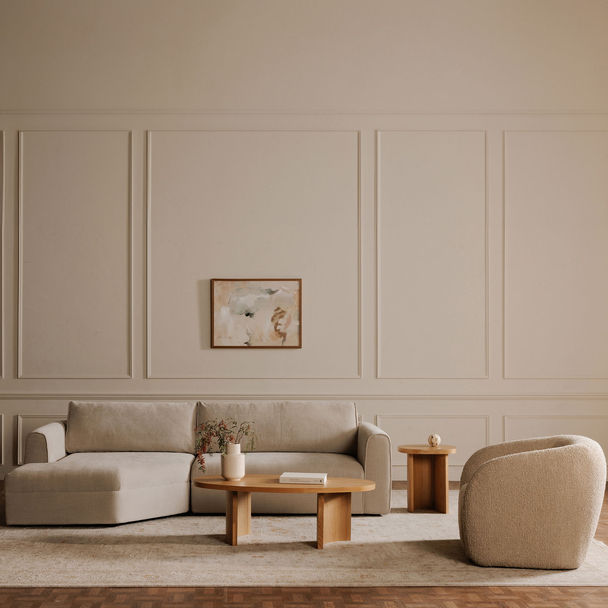 Madrid Left Sectional Cool Beige large image 